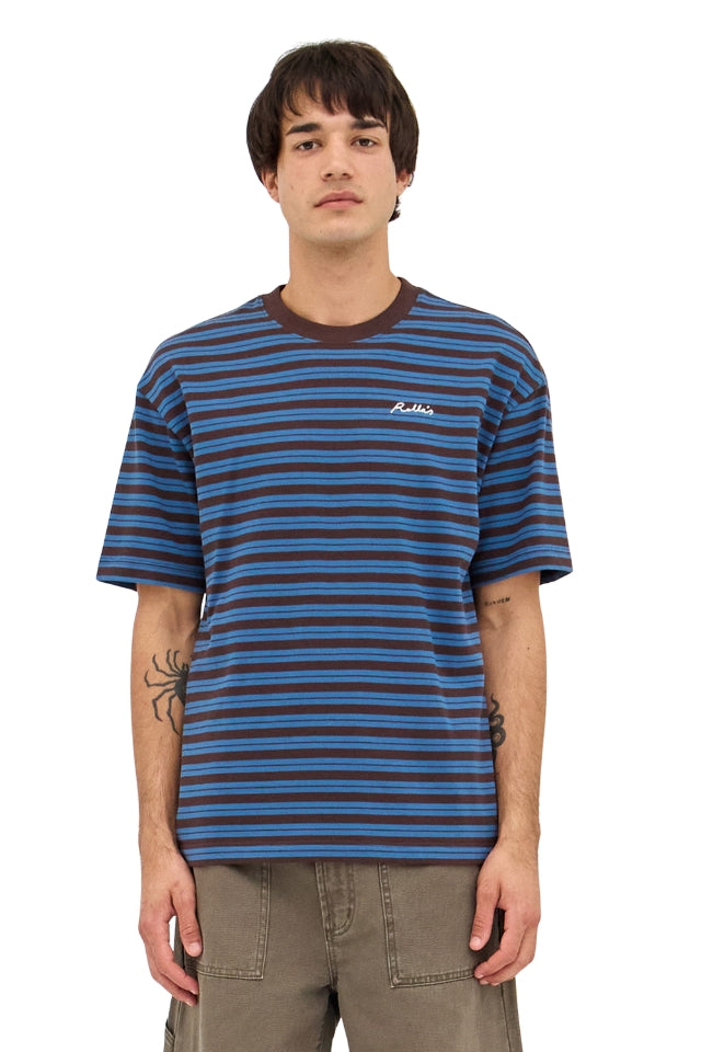 Stripe Tee - Brown Earth/Blue