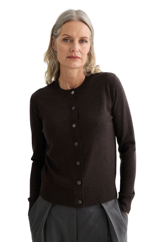 Sylvia Merino Cardigan - Espresso