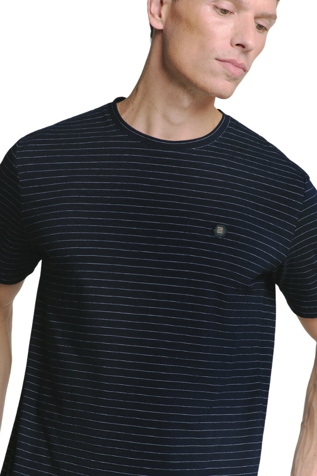 T-Shirt Crewneck Small Pin Stripe - Deep Blue