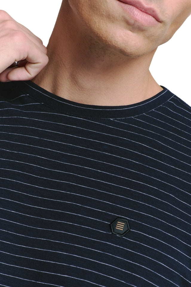 T-Shirt Crewneck Small Pin Stripe - Deep Blue