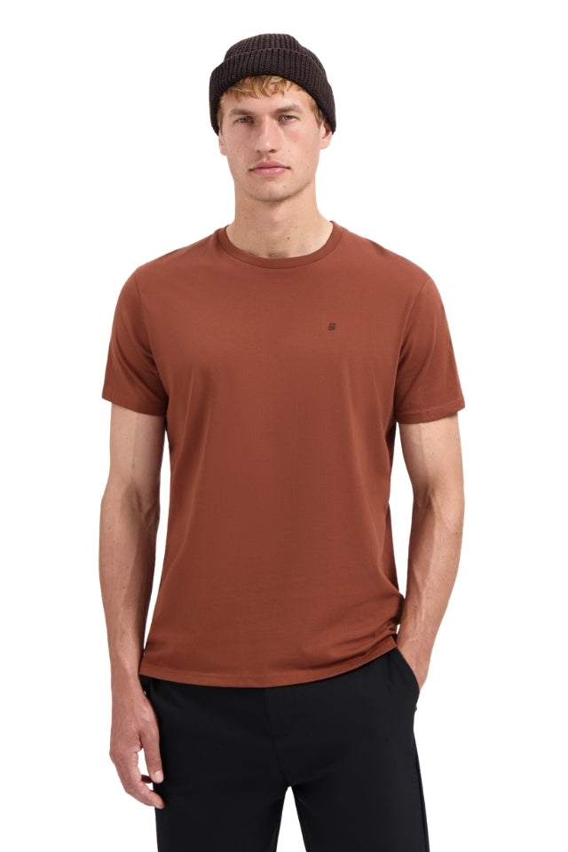 T-shirt Crewneck Solid Basic - Terra