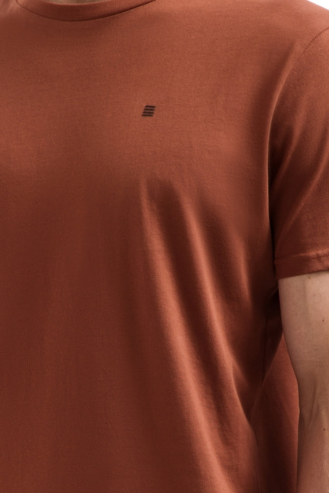 T-shirt Crewneck Solid Basic - Terra