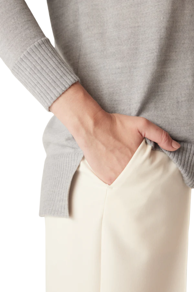 The Saxon Fine Merino Jumper - Grey Marle