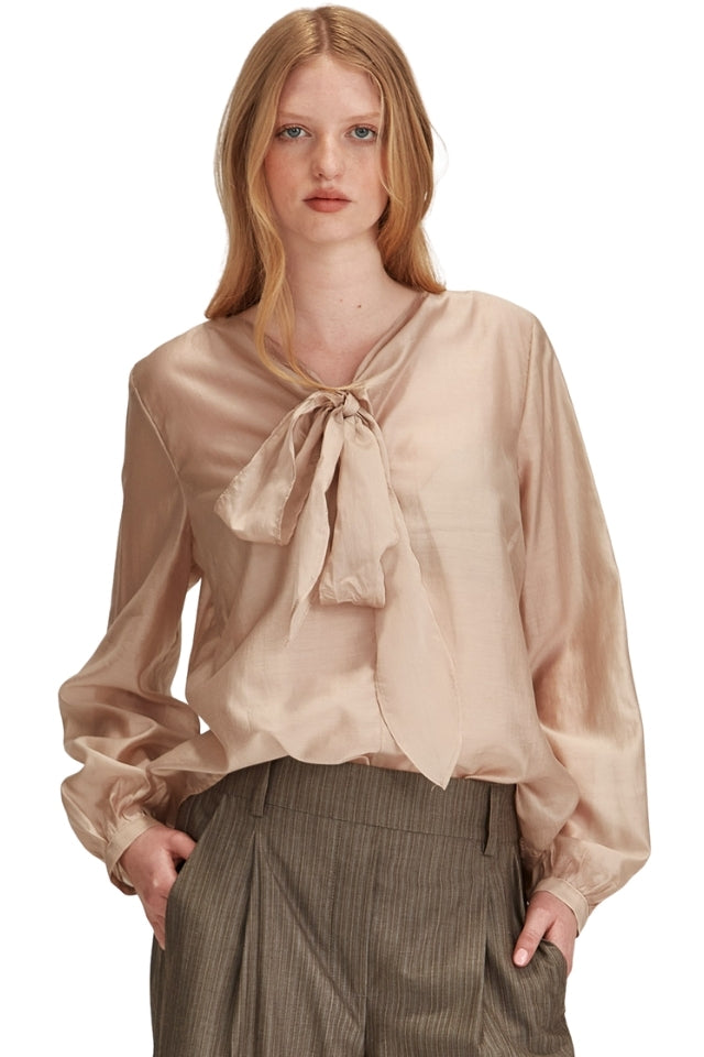 Tie Neck Blouse - Hessian