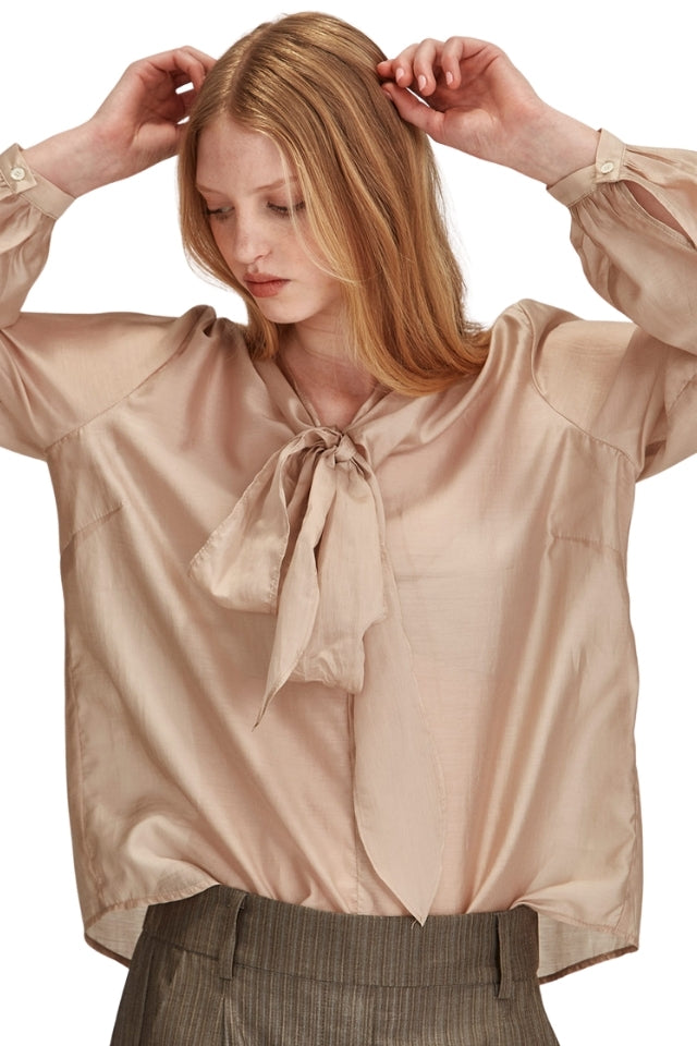 Tie Neck Blouse - Hessian