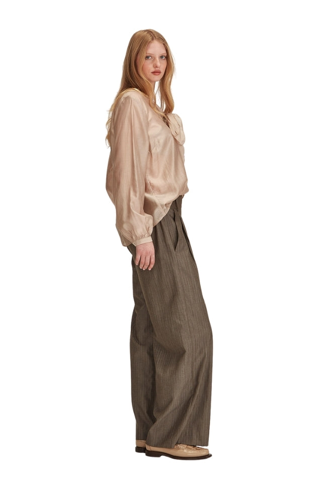 Tie Neck Blouse - Hessian