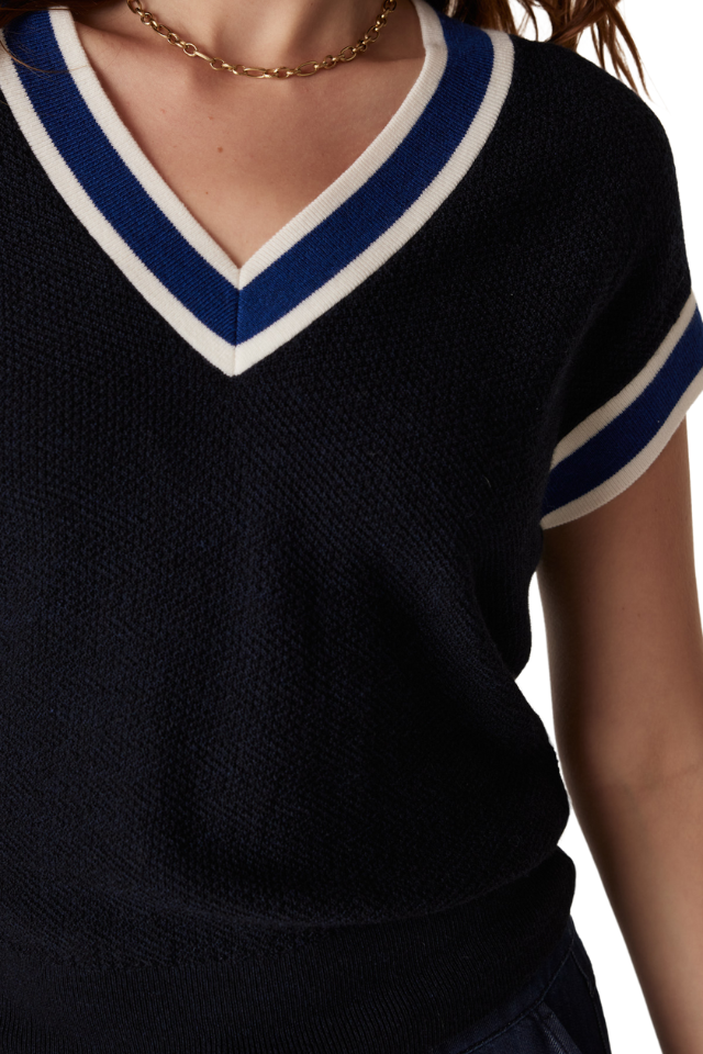 Tribeca Merino Top - Midnight Navy