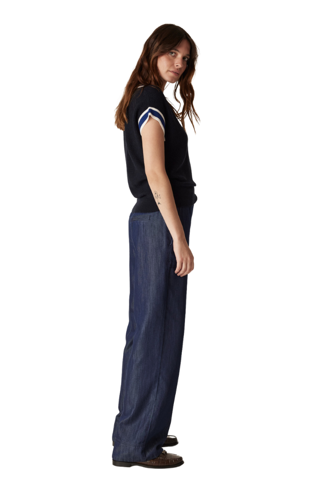 Tribeca Merino Top - Midnight Navy