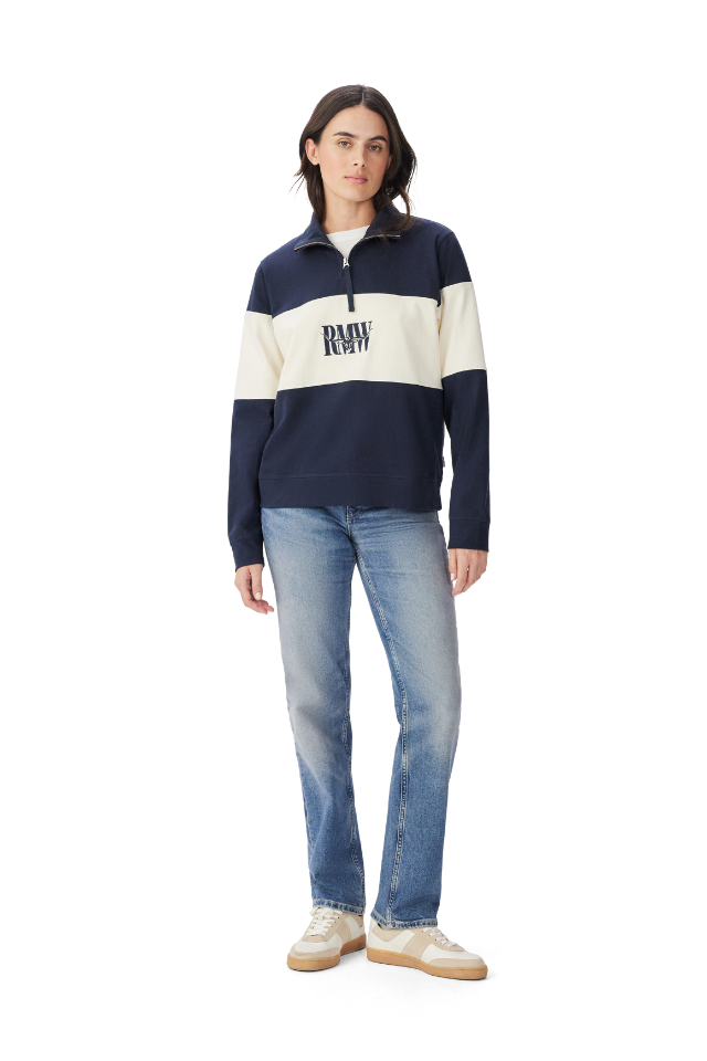 Trickett Panel Sweatshirt - Navy/Ivory