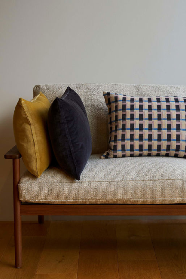 Velvet Cushion Cover - Blue, Black