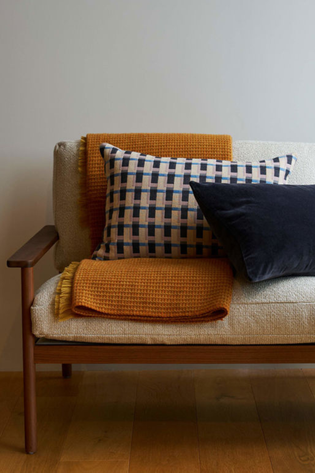 Velvet Cushion Cover - Blue, Black