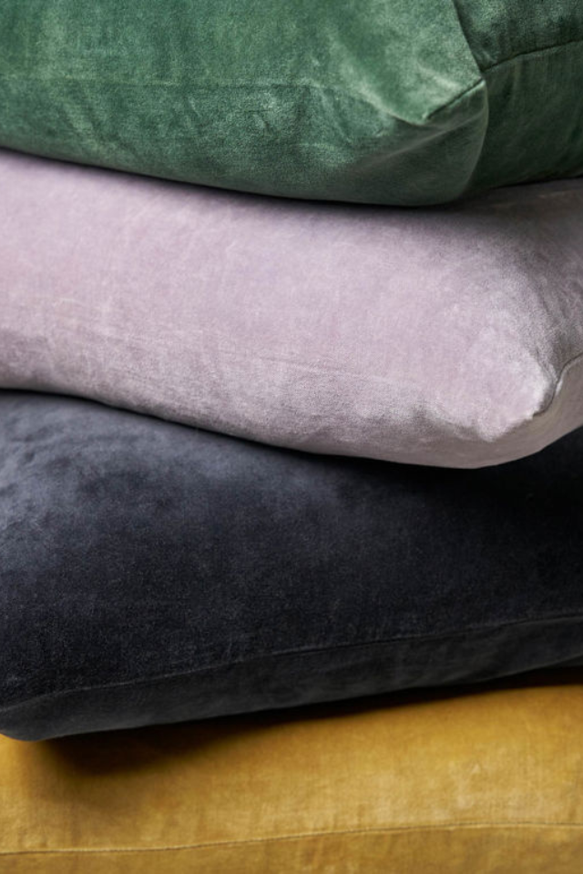 Velvet Cushion Cover - Blue, Black
