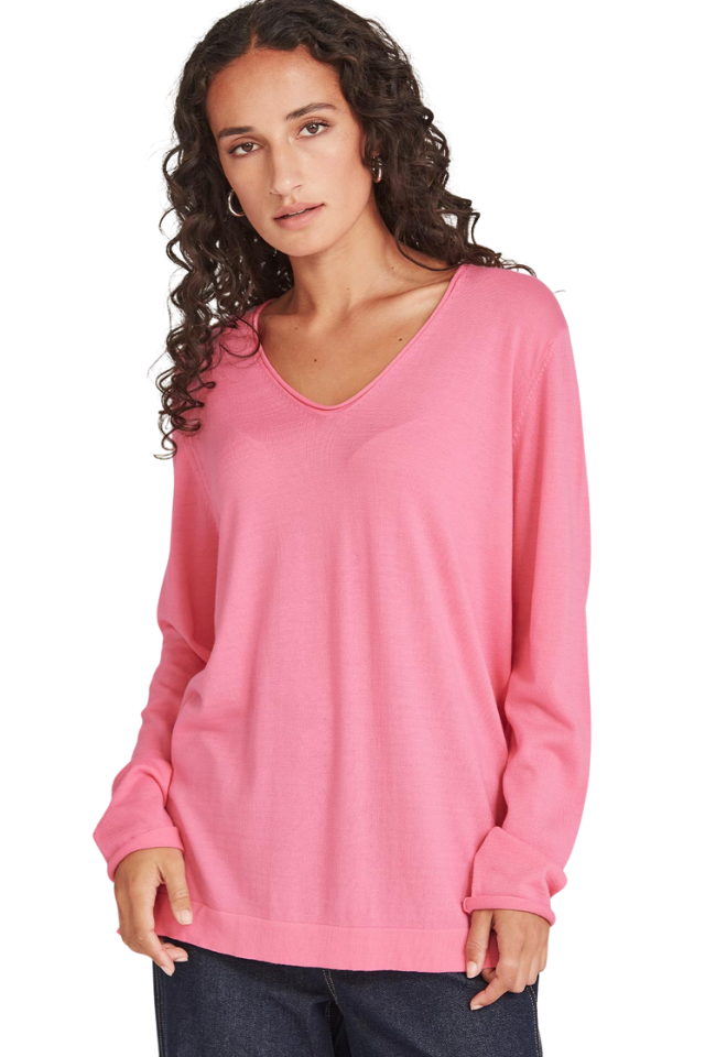 Vinnie V Neck - Pink Sherbet