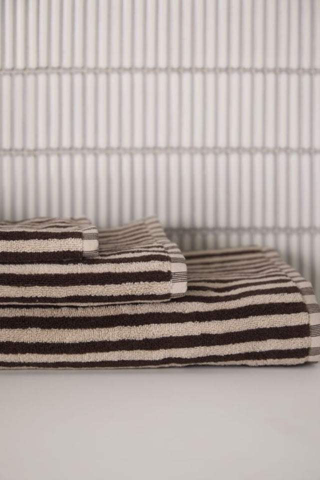 Wide Stripe Cotton Towel Budle - Cocoa/Bone