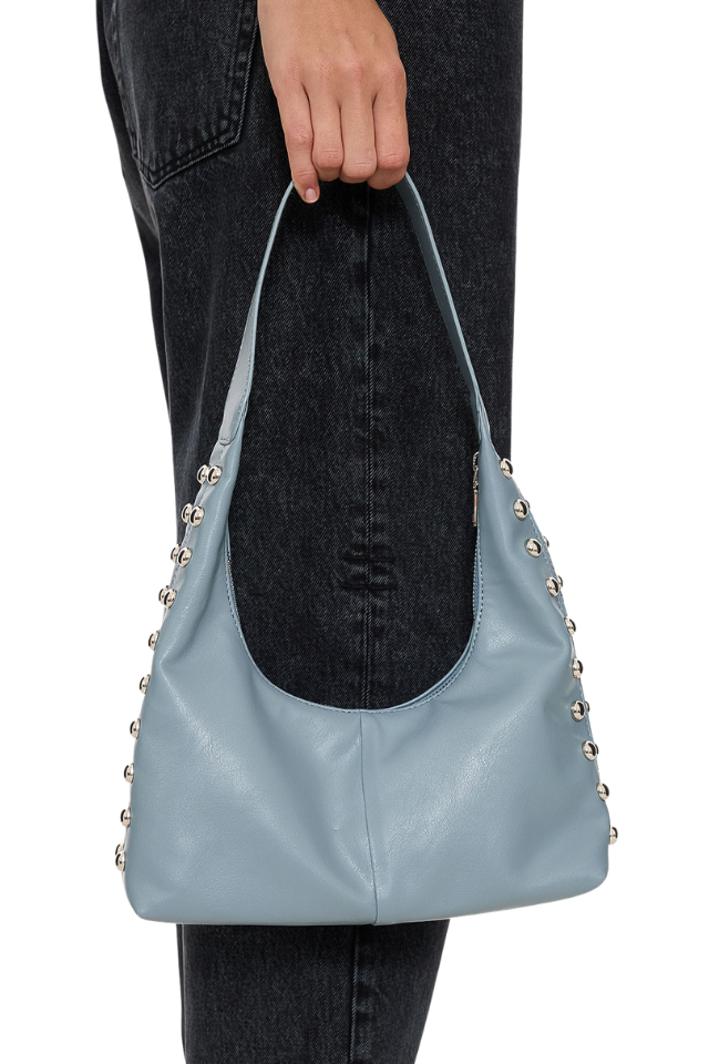 Wild Side Studded Mini Shoulder Bag - Dark Grey Blue
