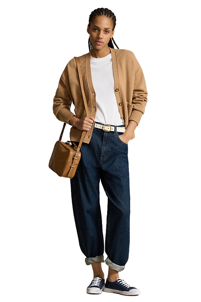 Wool-Blend V-Neck Cardigan - Medium Beige