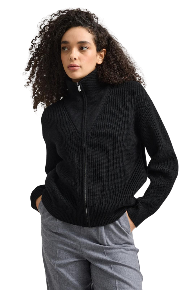 Zip Through Rib Knit