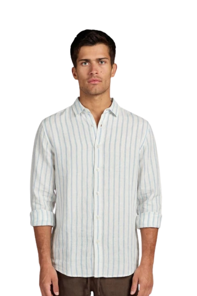 Allen Shirt - White/Crystal Blue