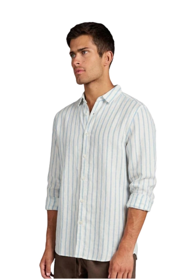 Allen Shirt - White/Crystal Blue