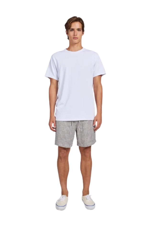 Stripe Riviera Linen Short - Peacoat Navy