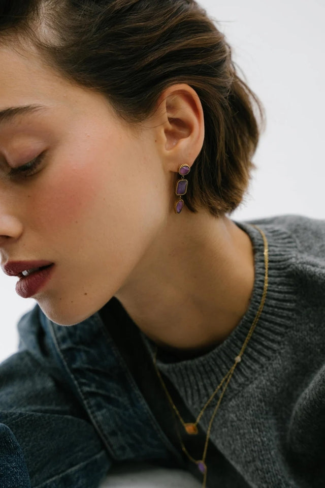 Earrings Persephone - Tiger Eye