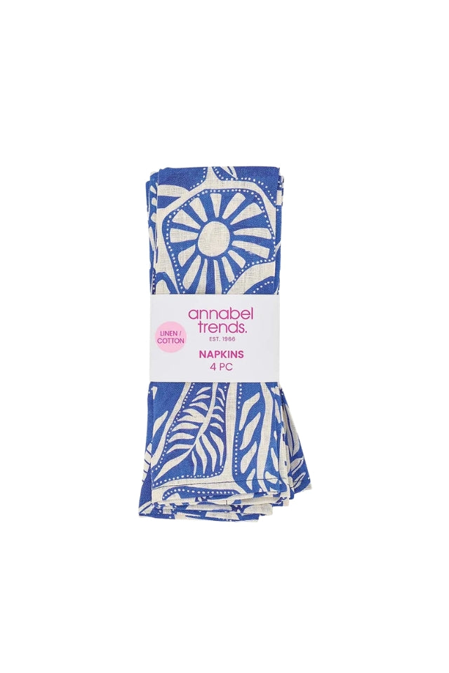 Linen Cotton Napkins Set of 4 - Blue Oasis