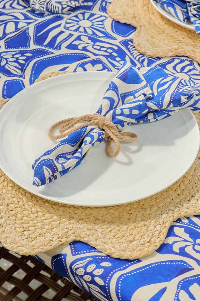 Linen Cotton Napkins Set of 4 - Blue Oasis