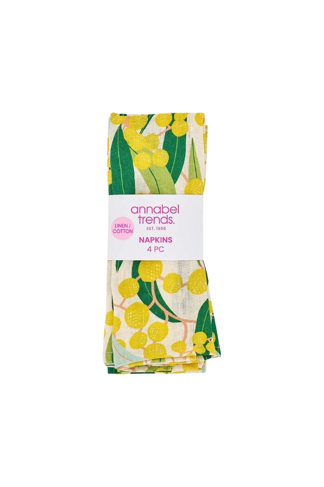 Linen Cotton Napkins Set of 4 - Golden Wattle