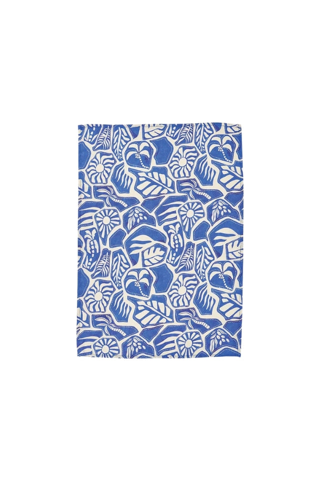 Linen Cotton Tea Towel - Blue Oasis
