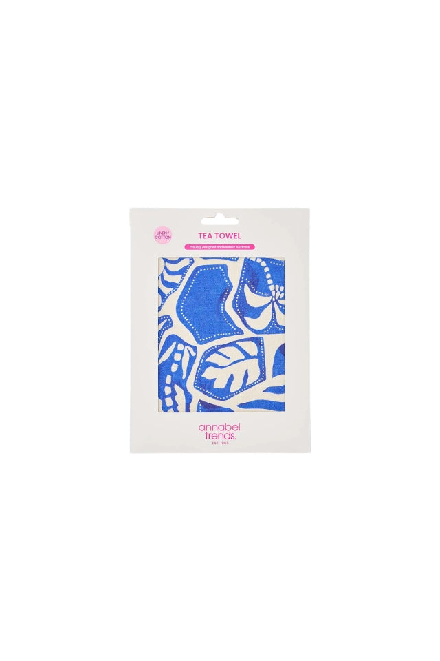 Linen Cotton Tea Towel - Blue Oasis