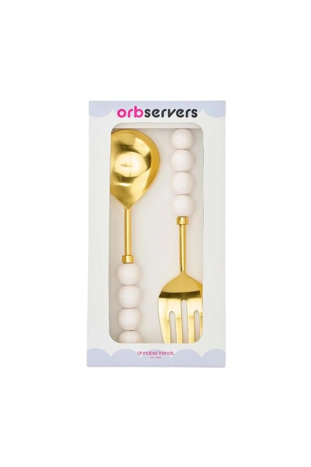 Orb Salad Server - Set of 2 - White