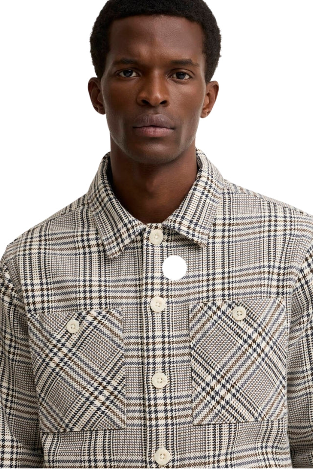 Alderney Houndstooth Overshirt - Whisper White