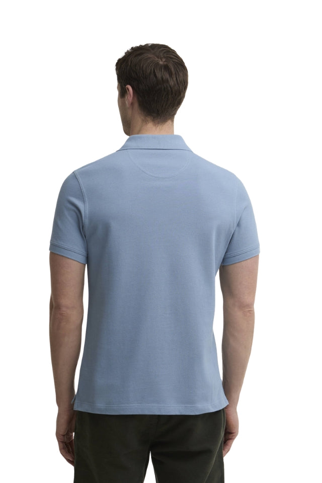 Tartan Pique Tailored Polo Shirt - Tarn Blue