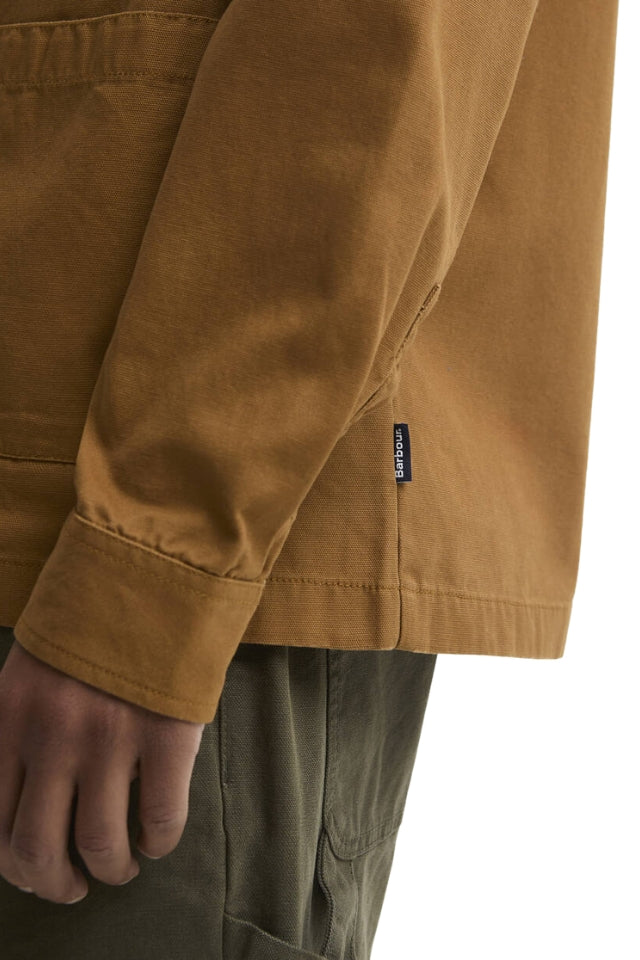 Tartan Trimmed Washed Overshirt - Cinammon