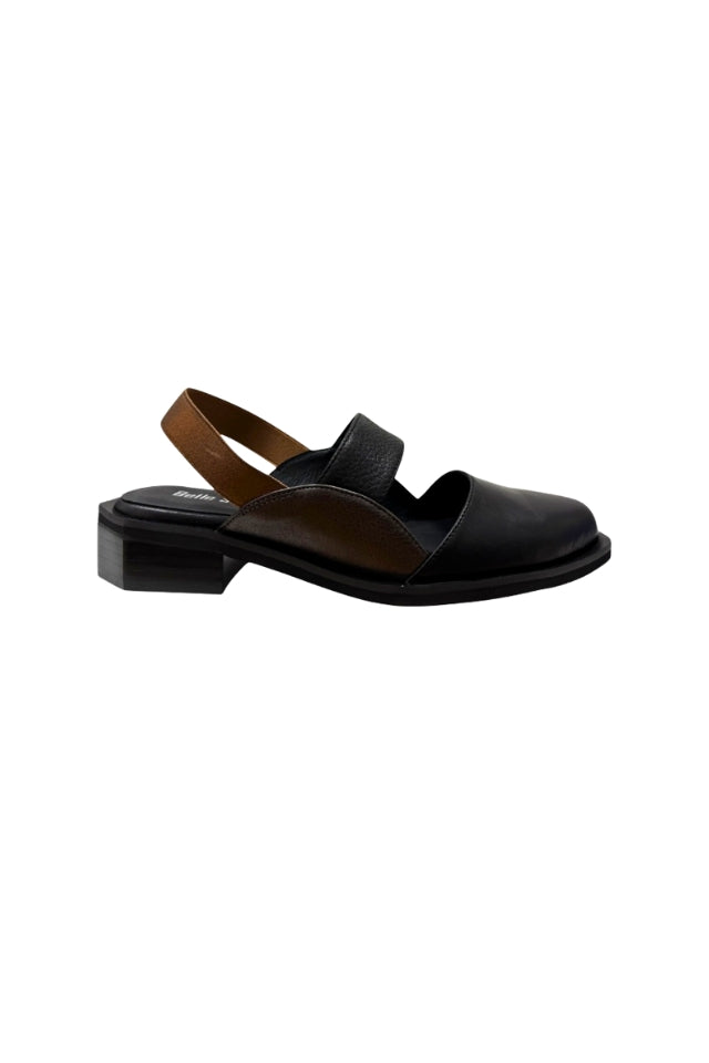 Rene Slingback Sandal - Black and Bronze