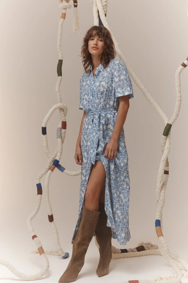 Juliette Midi Dress - Blue Flower