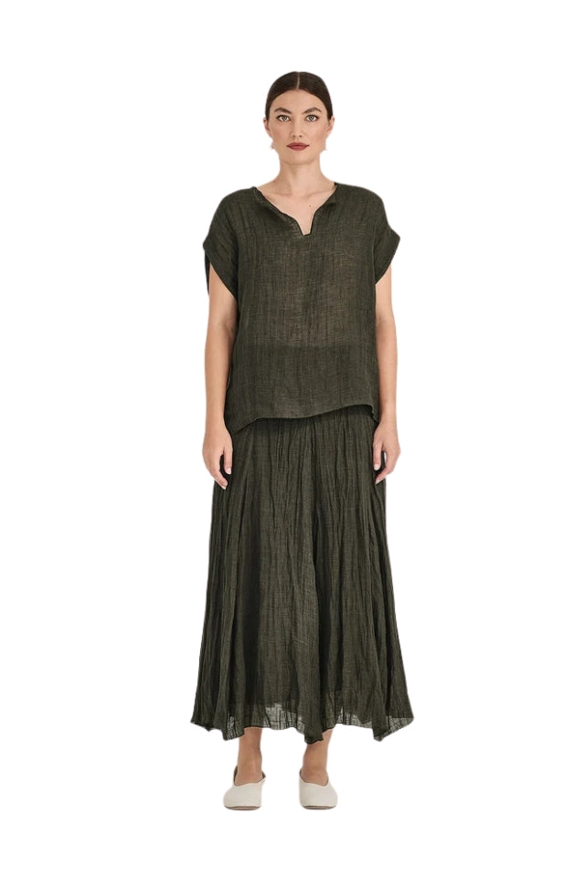 Palmer Linen Top - Khaki