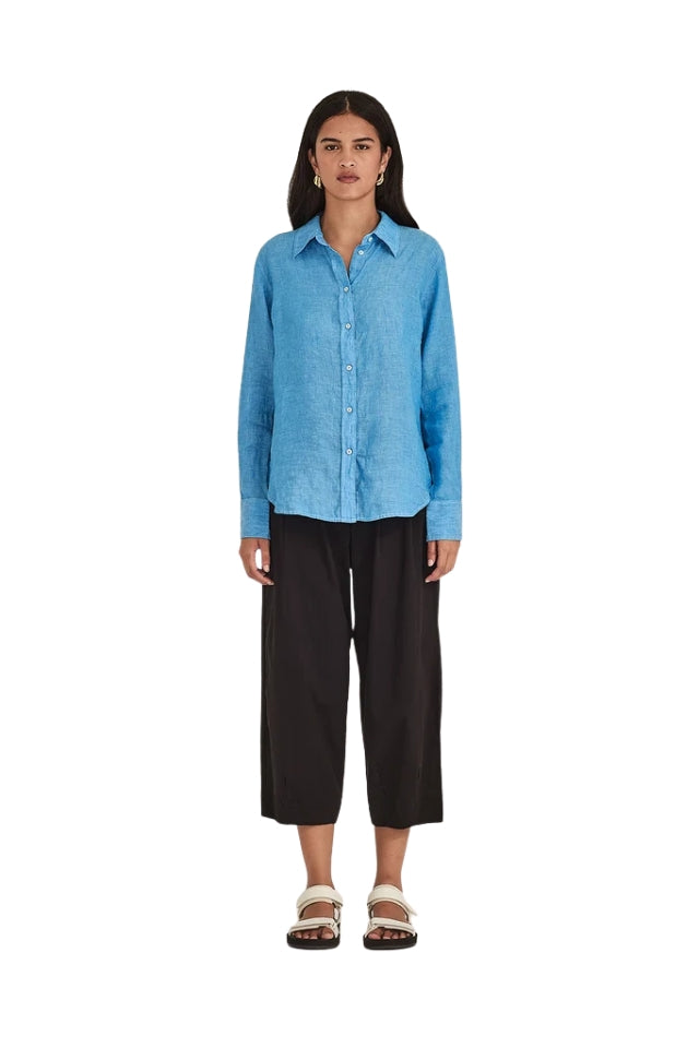 Princeton Linen Shirt - Lagoon Blue