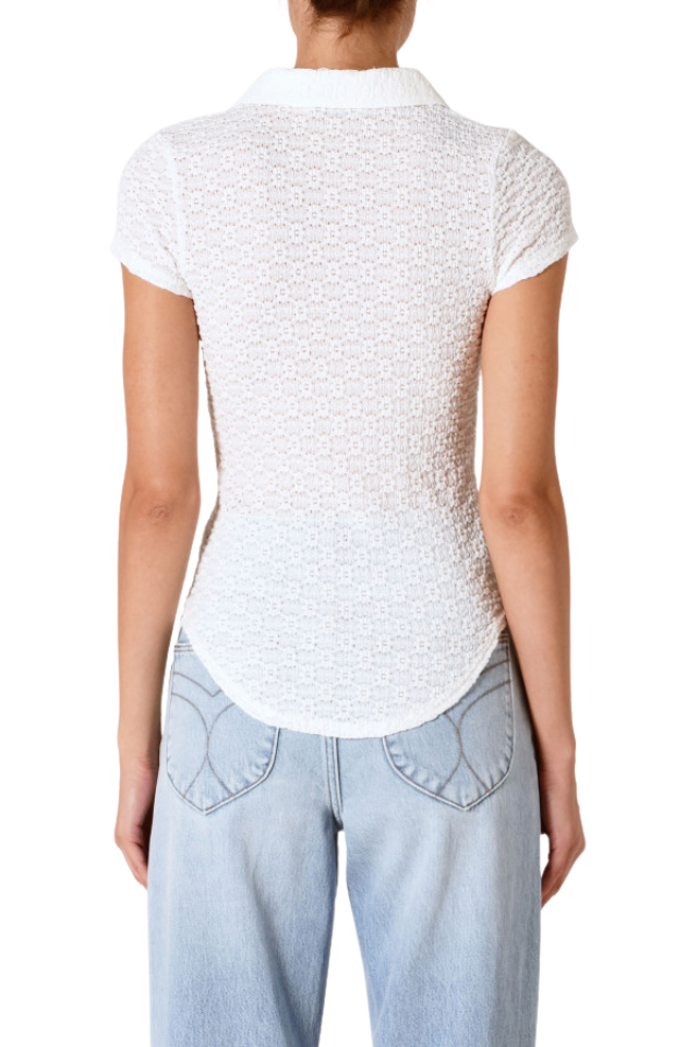 Daisy Lace Ss Shirt - Vintage White