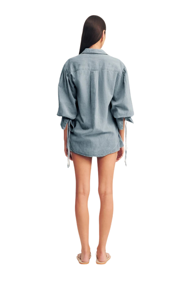Ellsworth Gathered Shirt - Bleached Blue