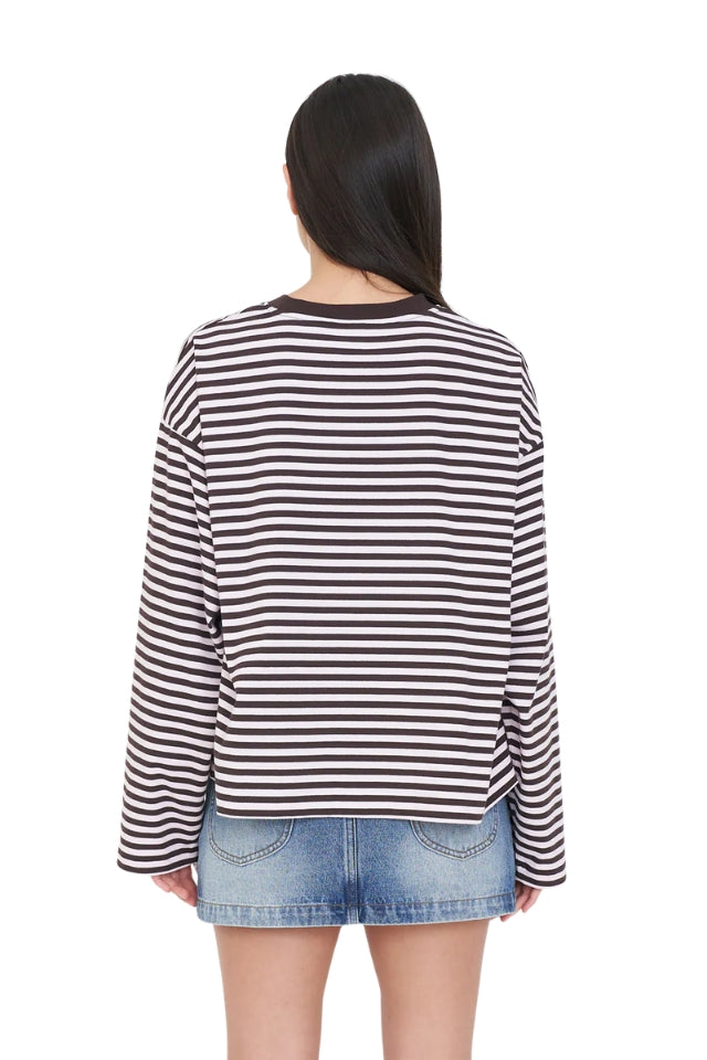 Alex Stripe Billie LS Tee - Petal/Cocoa