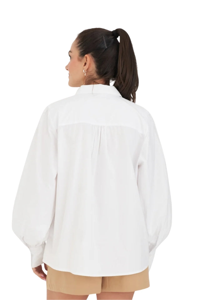 Classic Billowy Sleeve Shirt - White
