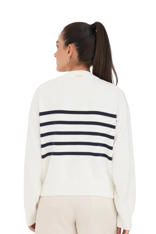 Classic Knit Crew - Chalk/Navy