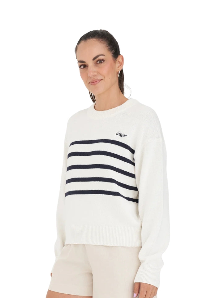 Classic Knit Crew - Chalk/Navy