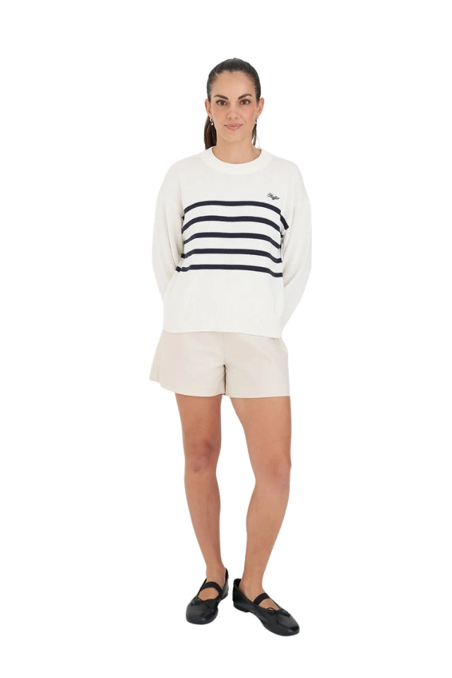 Classic Knit Crew - Chalk/Navy