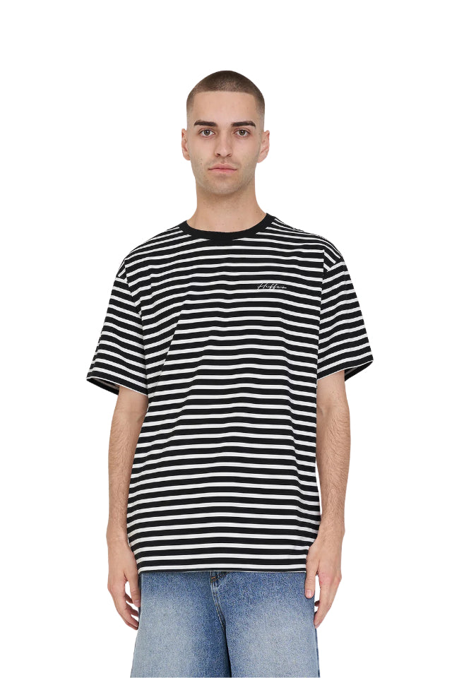 Mens Stripe Sup Tee - Black and White