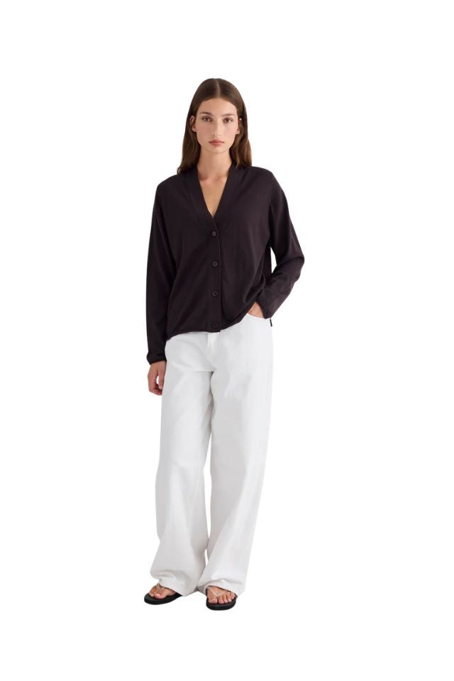 Liv V-Neck Cardigan - Chocolate