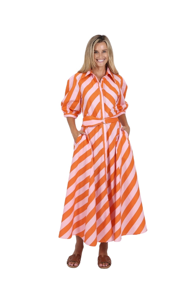 Bianca Dress - Orange & Pink