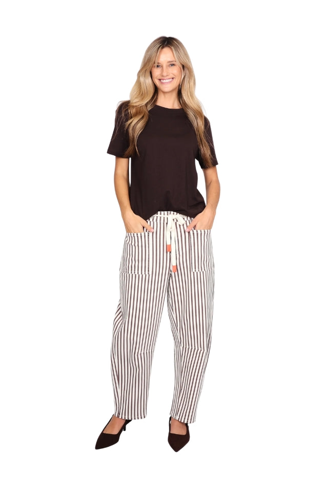 Carter Barrel Jean - Choc Stripes