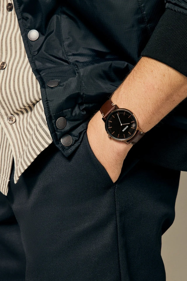Porter Leather Watch - Chocolate, Dark Roast, Brown